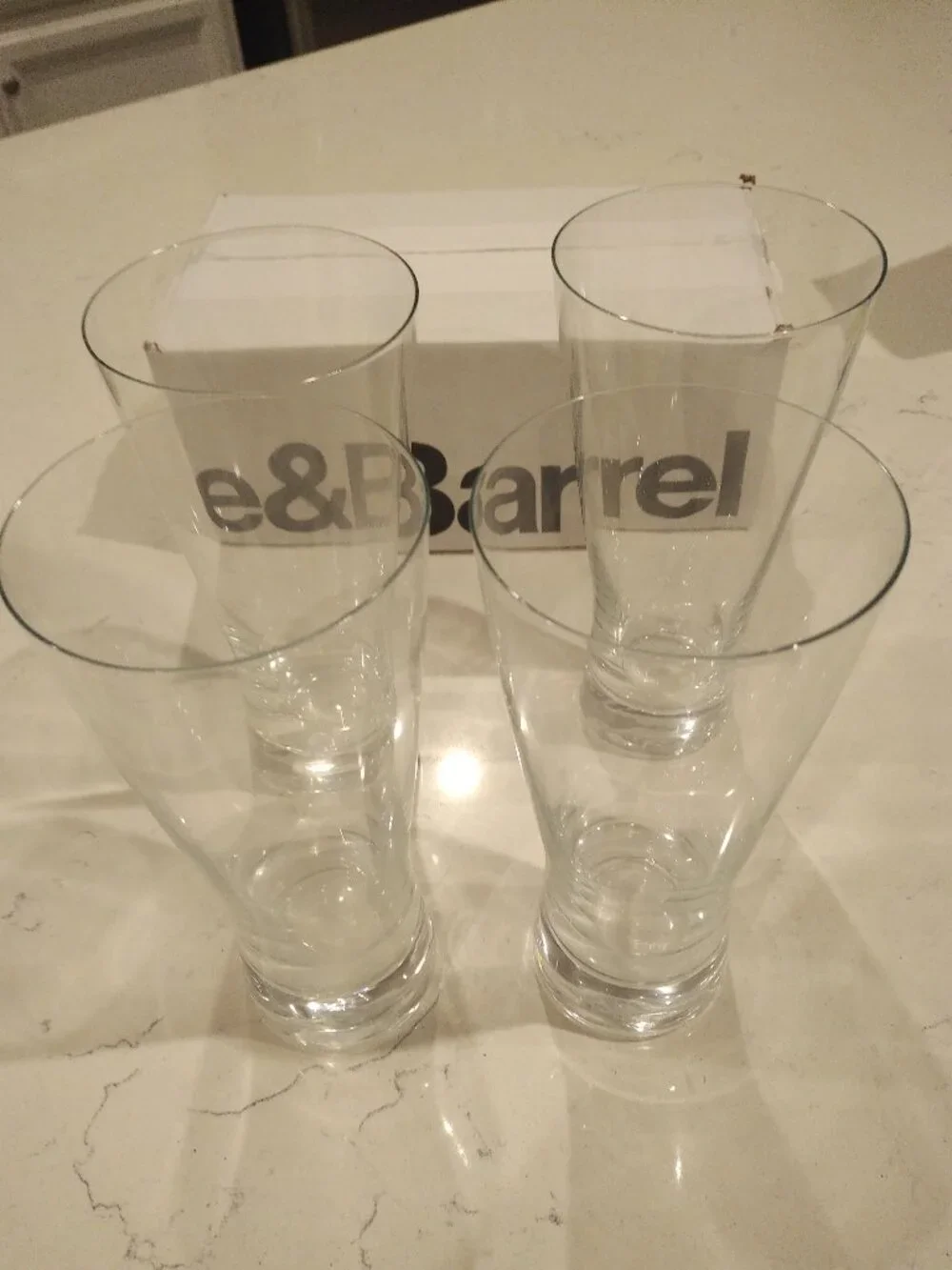 Crate & Barrel Pilsner Beer Glasses - Never Used - Set of Four